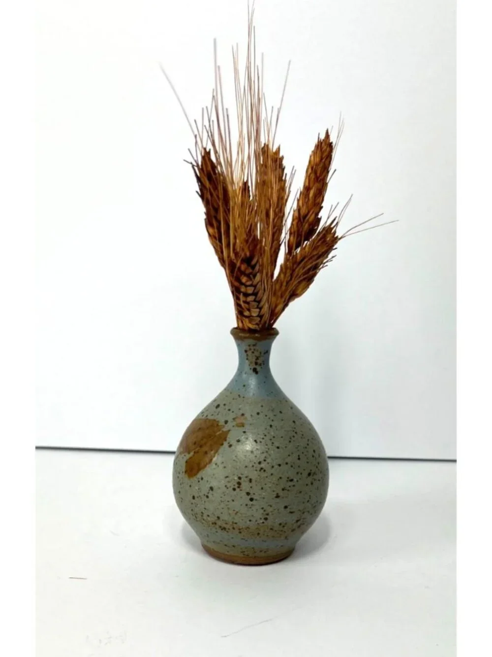 Vintage Studio Pottery Speckled Stoneware Glazed Decorative Vase Artist Signed